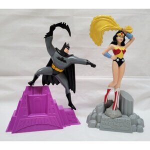 1998 Kraft DC Comics Promotional Batman & Wonder Woman Action Figures On Bases